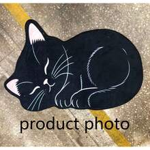 1pc Black Cat Sleeping Shaped Doormat, Welcome Mat, Carpet, Floor Mat, Universal Doormat, Bedroom Carpet, Area Rug - Multicolor - View 3