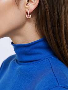 1pc Elegant Cubic Zirconia Hoop Earrings Women Wedding Anniversary Accessory Gift - 1# - View 5