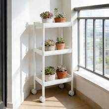 3-Tier Storage Shelf With Universal Wheels, Multi-Functional Storage Rack For Bathroom And Kitchen, Storage Trolley, Sturdy And Durable. Ideal For Storing Items In Narrow Gaps And Corners, Perfect For Kitchens, Bathrooms And Dormitories. - White - View 11