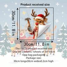 Christmas Fun Reindeer Window Stickers, Mall And Home Glass Window Decoration Static Cling Decals, Beautiful Stickers - 1PC - View 2