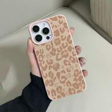 1件皮革紋理極簡風個性化線條棕色豹紋手機殼，適用於 iPhone 16 Pro Max/15/14 Plus/13/12/11 保護殼 - 彩色 - 查看 3