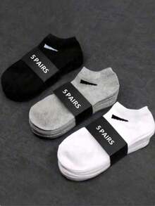 1/5/9/10/15/20/30 Pairs, Unisex Sports Socks, Solid Color Design, Simple And Stylish Short Socks, Perfect For Everyday Casual Wear - Black and White - View 2