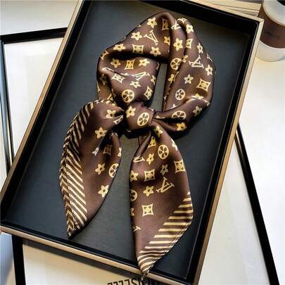 Luxury Presbyopia Letter Scarf 70cm Silk Scarf Scarf Bank White Collar