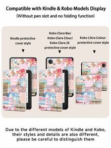 Pink Ocean Pattern Tablet Protective Case - 360 Degree Rotating Stand Cover, Compatible With IPad 9th Gen (2021)/8th Gen (2020)/7th Gen (2019) 10.2 Inch, Compatible With Kindle 11th Gen (2022/2024), Kindle Clara 2E, Clara Colour, Clara BW (6 Inch) And Libra Colour (7 Inch), Cute Girl Style Fashion Design, Suitable For Birthday And Holiday - Multicolor - View 9