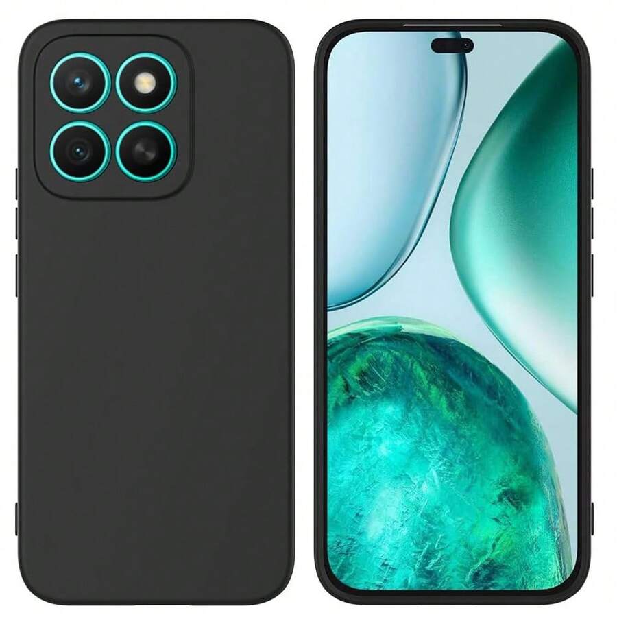 Honor X8C 手機殼,附相機保護,薄型防震彈性黑色磨砂軟矽膠保護套 - 黑色 - 查看 1