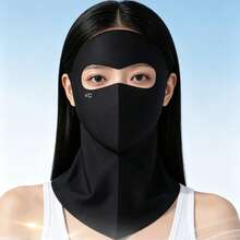 1pc Full Face & Neck Sun Protection Mask, UPF50+ UVA UVB Protection, Breathable Ice Silk Cooling Face Mask, Comfortable All-Day Sun Protection Mask, Suitable For Beach Vacation - Black - View 3