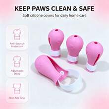 4 Peças Botas Anti-Arranhões para Gatos, Capas Ajustáveis para Patas de Gato, Sapatos Protetores de Patas de Gato de Silicone com Tira Ajustável, Adequado para Banho, Chuveiro, Corte de Unhas, Limpeza de Orelhas e Cenários de Cuidados com Animais de Estimação, Coisas de Gato, Acessórios de Gato, Brinquedos de Gato - Multicolorido - Visão 7