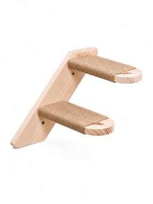 1pc Multi-Layer Solid Wood Wall-Mounted Cat Climbing Ladder Jumping Platform, Multi-Functional Climbing Structure With Comfortable Platform And Sturdy Guardrail, Space-Saving Detachable Design, Easy Assembly, Indoor Cat Tower - Apricot - View 7