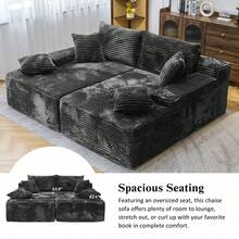 VerdeCore 72" Oversized Cloud Sectional Sofa Bed, Double Lounge Chaise, No Assembly Required, Boneless Fluffy Couch With Plush Cushions, Modern Sleeper Loveseat For Small Space, Living Room, Apartment, Movie Night - 深灰色 - 查看 8