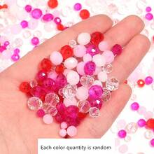 1 Pack Pink Glass Crystal Flat Beads, Random Color Shades (Random Quantity Per Color) - Pink - View 3