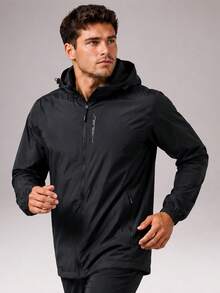 CZRLHYT Jaket Softshell Berkerudung Pria, Serbaguna untuk Olahraga Luar Ruangan dan Pakaian Kasual, Saku Depan Besar, Saku Samping dengan Resleting, Pakaian Luar Multifungsi - Hitam - View 3