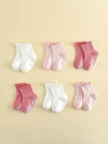 6 Pairs Baby Socks With Ruffle Edge, Anti-Slip Low-Cut Ankle Socks For Girls, Cute Toddler Socks With Grip - Multicolor - View 18