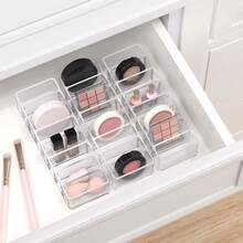 Clear Acrylic Multi-Compartment Makeup Organizer, Eyeshadow Palette Powder Blush Divider Storage Rack, Desktop Cosmetic Organizer - Multicolor - View 3