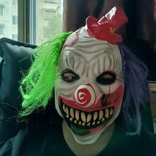1pc Halloween Joker Mask With Green Wig, Adult Horror Killer Cosplay Role Play Mask - Multicolor - View 15