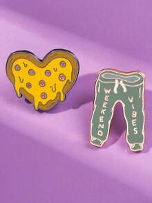 2pcs Healing Style Casual Pants Heart Cheese Brooch, Fun Pattern Versatile And Durable, Suitable For Clothing, Hats, Backpacks, Easily Enhance Outfit Layering, Unique Niche Decorative Item With Strong Atmosphere - Multicolor - View 5