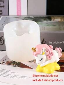 3D 立體獨角獸矽膠翻模模具，光滑鏡面柔軟模具，適用於環氧樹脂、香氛石膏、蠟燭、手工皂，易脫模可重複使用，桌面擺飾、車用香氛裝飾手工藝鑄造工具 - A - 查看 14