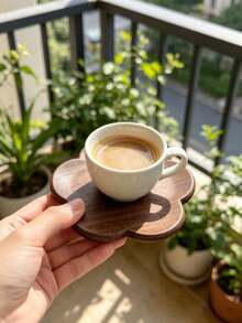 6pcs/4pcs/2pcs/1pc/1set Black Walnut Wood Coasters, Teapot Mat, Heat Resistant, Creative Flower Shape Round Wooden Coasters, Coffee Cup Coasters, Suitable For Desktop Decoration, Restaurant, Kitchen, Living Room, Bohemian Style Kitchen And Living Room Decor Table Mat, Holiday Gift - Multicolor - View 2