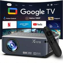 Xnano 智慧迷你投影機 Android 9.0 原生 1080P 全高清 350 ANSI 亮度 4K 解碼 WiFi 藍牙連接 無線螢幕鏡像投影機 適合臥室、露營與電影之夜 - 查看 2