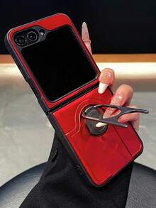 Shockproof Armor 360 Degree Ring Stand Phone Case Compatible With Samsung Galaxy Z Flip6 5G Bumper Protective Cover - Red - View 2