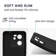 Kompatibel dengan Casing Ponsel 13T, 13T Pro, Dengan Perlindungan Kamera, Tipis, Tahan Guncangan, Fleksibel, Hitam Matte, Pelindung Silikon Lembut - Hitam - View 6