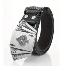 Black Poker Card Shaped Men's Belt - Black - View 3