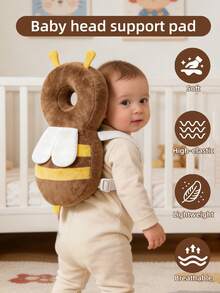 HAPPY WALK 1pc 2nd Generation Upgraded Baby Walking Head Protection Pad, Coffee Color Cute Plush Bee, Adjustable Size - 2nd Generation Upgraded Version (Brown Suede Bee) - View 6