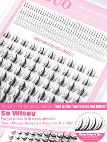 YIDUO Manga Fairy Eyelash Extension Kit, All-In-One DIY Single Cluster Lashes With Cat Eye Strip Lashes, Lower Lashes, Waterproof Eyelash Glue And Sealer, Tweezers, Natural Lightweight Faux Mink False Eyelash Set, Suitable For Home And Salon - Multicolor - View 6