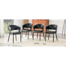 Matsalsstolar i Mid-Century Modern-stil, 2-pack, retrofåtöljer med tunnbentukade armstöd och mönstrad ryggstöd - Svart - Visa 6