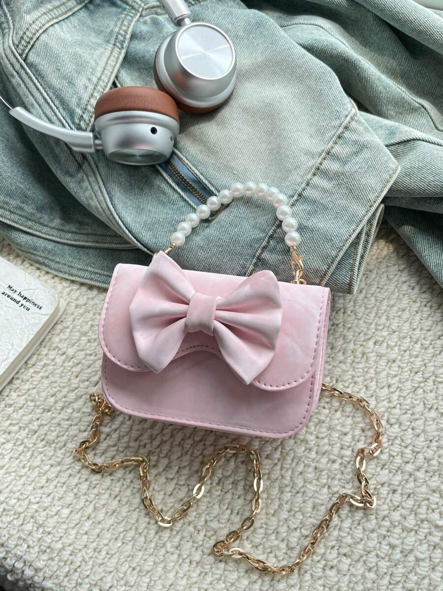 Girls' Fashion Crossbody Handbag, Princess Small Square Bag, Versatile Shoulder Small Purse - Pink - View 1
