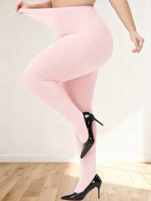 1 par de medias de cintura alta transparentes para mujer talla grande, medias de cintura ancha ultra elásticas y moldeadoras, medias de unicolor amigables con la piel para uso diario - Multicolor - Ver 3