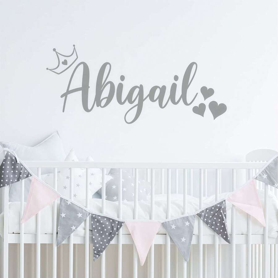 Personalized Princess Crown Wall Sticker Custom Name Decor Wall Art(Sticker Only) - Multicolor - View 1