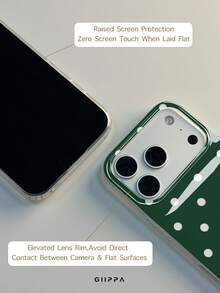 GIIPPA 1件白色底綠色鏤空波點圖案設計手機殼，適用於Phone 17 Pro Max，兼容Phone 16 Pro Max、15 Pro Max、14 Pro Max，韓式高端時尚趣味手機殼，兼容11/12/13/14/15/16 Pro Max Plus，優雅設計男女皆宜，適合送給女友的聖誕節、情人節、復活節、婚禮季與生日完美禮物 - 綠色 - 查看 6