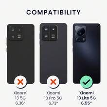 Compatible With 13 Lite 5G Phone Case, With Camera Protection, Slim Shockproof Flexible Black Matte Soft Silicone Protective Cover - Black - View 3