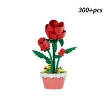 300+片微粒子盆栽植物積木花卉套裝，DIY手工永生仿真花束組裝積木，桌面家居裝飾擺件，益智拼圖玩具，送給女性、媽媽的創意禮物，生日、情人節適用 - 彩色 - 查看 19