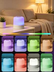 1pc Touch Sensor Bedside Lamp, RGB Multi-Color With Remote Contro - USB Rechargeable Lithium Battery, 3-Color Adjustable Bedside Lamp (With Plastic Lampshade), Soft Flicker-Free Home Lighting, Rechargeable RGB Color Changing With Remote,Bedroom - White - View 6