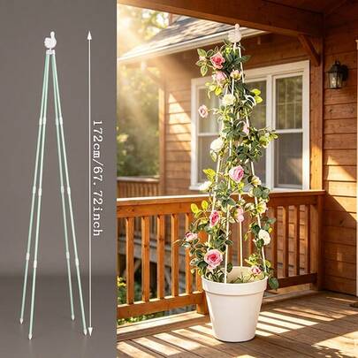 4-Corner Tower Godel Thumb Decorative Flower Stand, Climbing Plant Rack, Balcony Flower Stand, Outdoor Garden Windmill Flower Pot Support For Clematis And Rose, European Design, Plant Tie Magic Tape