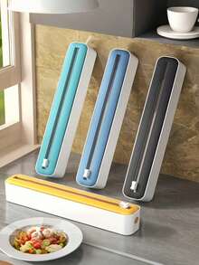 Multifunctional Kitchen Plastic Wrap Cutter, Can Cut Plastic Film, Sharp Blade Can Cut Aluminum Foil, Comes With Non-Slip Storage Box, Can Be Securely Fixed To Tabletop And Wall - Multicolor - View 7
