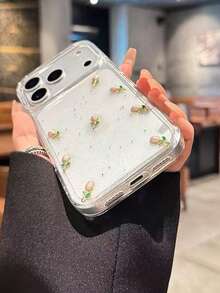1 Buah Casing Ponsel Resin 3D Motif Tulip, Kompatibel dengan Apple 18 Pro Max/18 Pro/17 Pro Max/16/15/14/13/12/11, Pelindung Transparan Anti Guncangan dengan Glitter, Gaya Segar - Casing ponsel tulip 3D - View 5