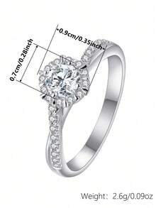 1pc Elegant Cubic Zirconia Ring For Women, Wedding Engagement Party Jewelry, Valentine's Day Gift - 1# - View 8