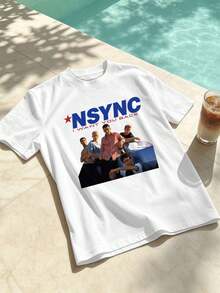 Maglietta Grafica NSYNC "I Want You Back" In Tessuto Di High Quality, Girocollo, Vestibilità Comoda, Stampa Grafica Unica, Nuovo Arrivo. - White - View 2