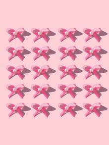2/6/10/20pcs Cute Pet Pearl Bow Hairpins, Kitty Cat Birthday Accessories Hair Clips Decorations For Dogs - Hot Pink - View 6