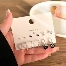 European And American Hot-Selling Fashion Oil Drop Heart Butterfly Faux Pearl Earrings Set For Women - Set 4 - View 20
