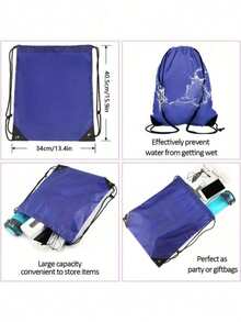 1pc Multicolor Waterproof Drawstring Backpack, Lightweight Polyester Fiber Sports Fitness Storage Bag, Portable Drawstring Storage Bag, Suitable For Fitness, Travel, Campus, Shopping, Outdoor Activities - Multicolor - View 3