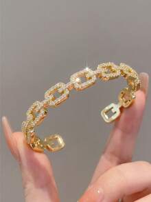 1pc Design Lock Square Versatile Women's Bracelet, Gold-Plated Fashion Jewelry Accessory, Music Festival Summer Vacation Travel Accessory, Anniversary Birthday Holiday Gift For Girlfriend - Bracelet - View 8