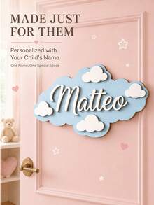 Custom Cloud Name Sign,Personalized Room Decor,Cute Wall Hanging,Customized Nursery Door Sign,Customizable Name Plaque,Bedroom Decor,Birthday Gift - Style a - View 2