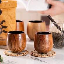 碳化紅棗木功夫茶杯 創意木製茶具杯 大肚杯 - 棕色 - 查看 4