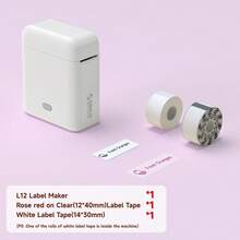 ORICO L12 Portable Label Printer, Mini Thermal Sticker Printer, Create Personalized Address Labels, Transparent Stickers, Customized Exclusive Colorful Name Stickers, Back To School Gift, Gift Labels, Includes 1 Roll Of Transparent Black/Transparent Rose/Transparent Blue/Transparent Green Tape And 1 Roll Of White Labels - White - View 13