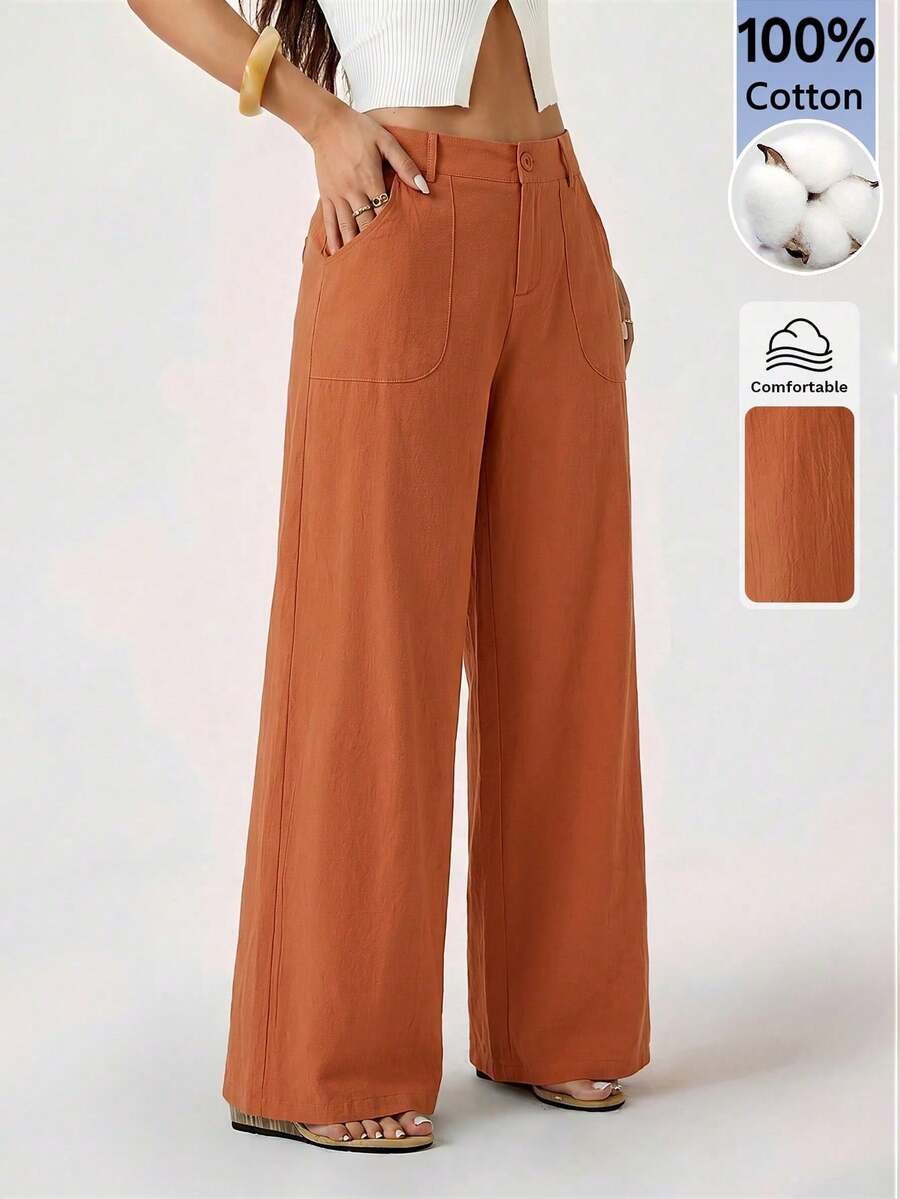 Women Pants - 紅棕色 - 查看 1