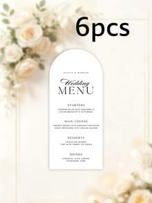 Custom 1pc/24pcs/48pcs Personalized Wedding Menu Cards, Customized Wedding Dinner Menu, Elegant Minimalist Floral Design, Wedding Table Decor, Customizable Event Menu Cards, Personalized Cards, Suitable For Wedding Banquets, Wedding Parties, Minimalist Wedding Table Decor - Arched Menu 8x18cm - View 13