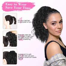14 Inch Clip-In Ponytail Hair Extension, Curly Ponytail Hair Extension, Natural Lightweight Voluminous Synthetic Fiber Clip-In Ponytail For Women, Suitable For Daily Wear - Multicolor - View 6